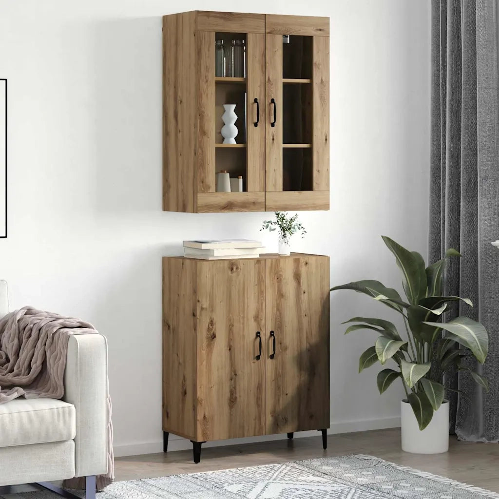 Credenza 2 pcs Rovere artigianale Legno multistrato