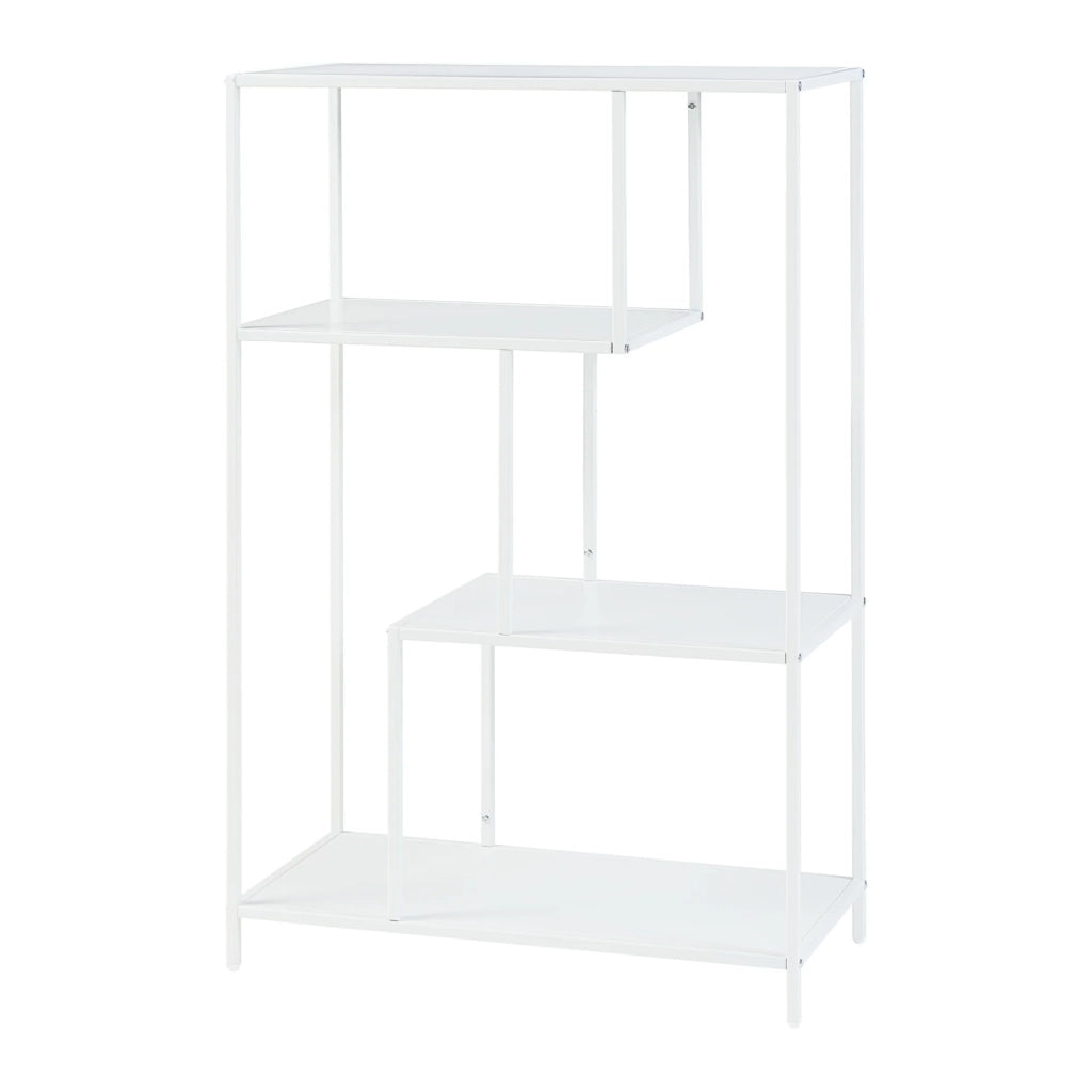 Libreria in acciaio a 4 ripiani 115 x 75 x 35 cm bianco opaco 03_0009006