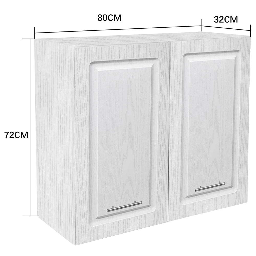 Mobile Cucina Pensile 2Ante Componibile in Legno Bianco Frass. Classico 80x32 H72cm