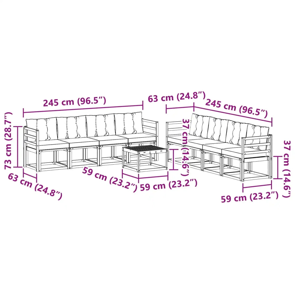 Set di divani da esterno con cuscino 9 pcs Bianco e Crema