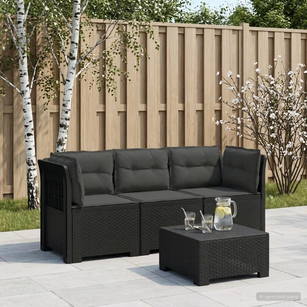 Divano da giardino 3 posti con cuscini in look rattan PP 3443835