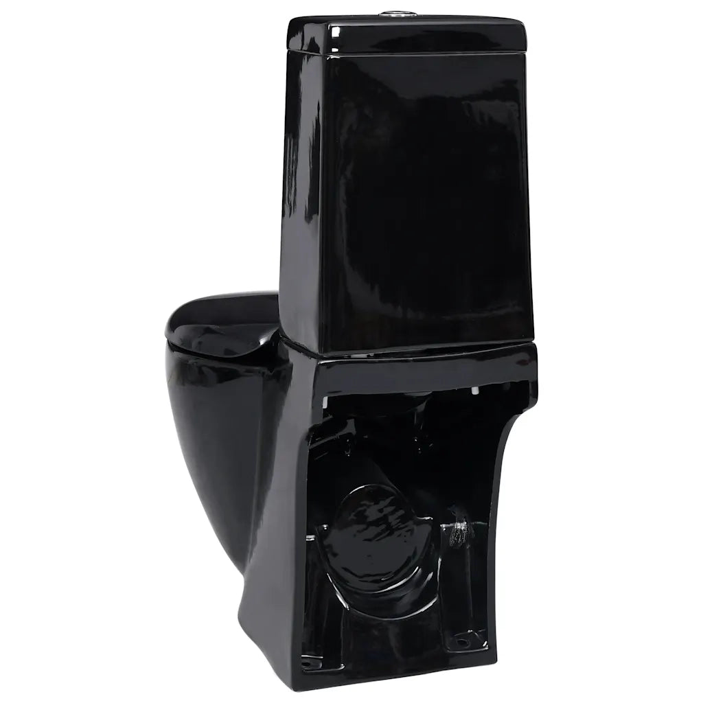 Vaso WC in Ceramica da Bagno Rotondo Base con Scarico Nero