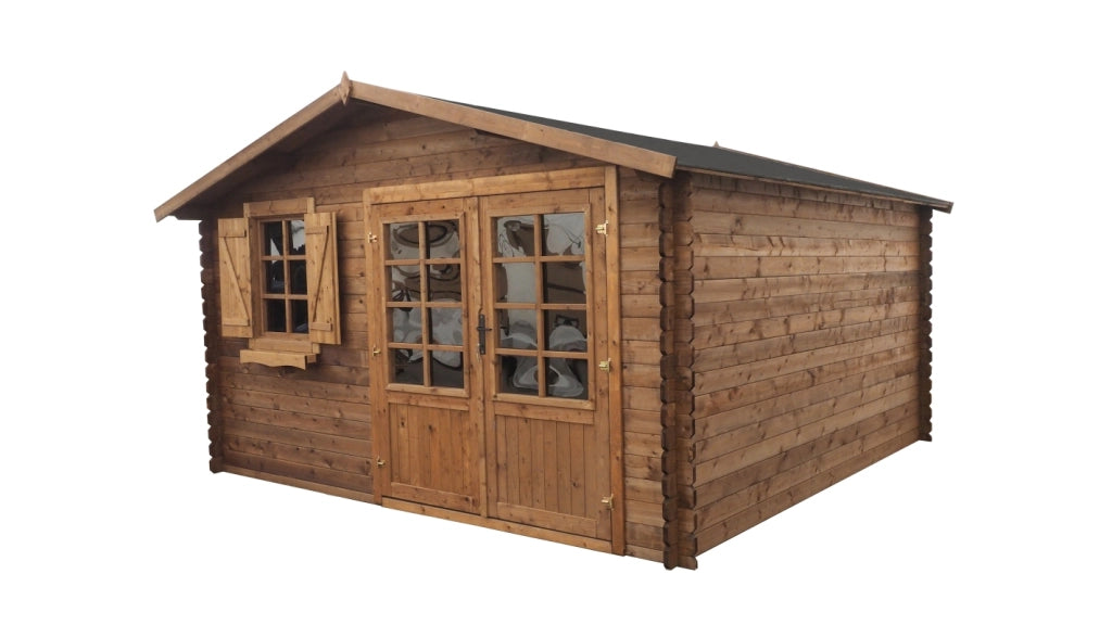 Casetta da giardino in legno - 16m2 - 4x4m - impregnata - 28mm - colore: marrone - DOM181 - ALTANKA