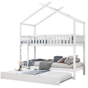 Letto a castello 90x200 cm; convertibile in tre letti singoli; legno bianco (Senza materasso)