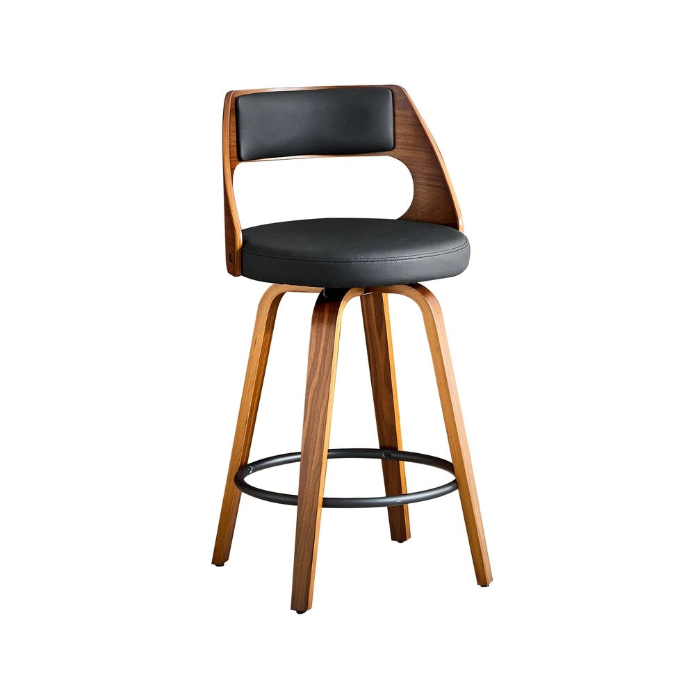 Set 2 Sgabelli da Bar con Schienale ¨C MINIMAL ¨C Legno e Ecopelle, 92 cm