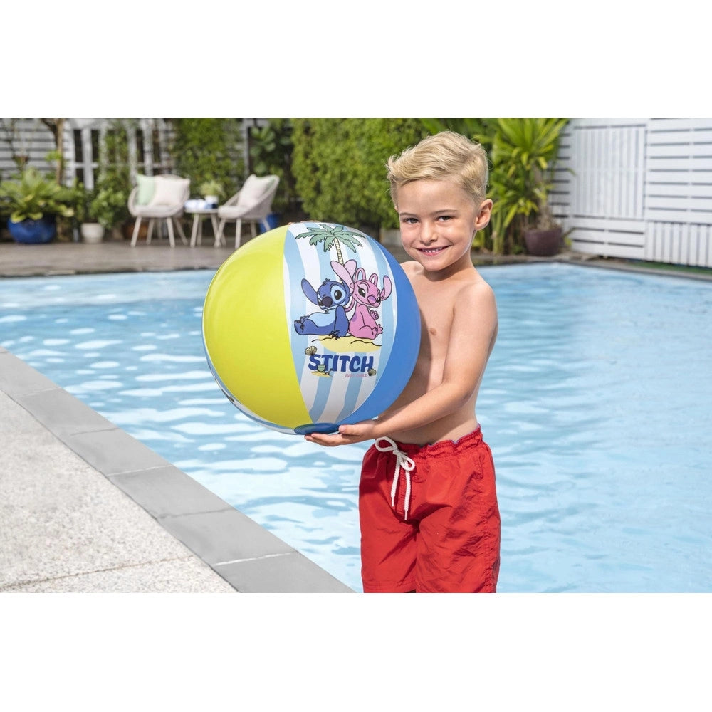 Trade Shop - Pallone Gonfiabile Spiaggia Piscina Design A Spicchi Con Stitch Per Bambini 2+ Anni 9104t -