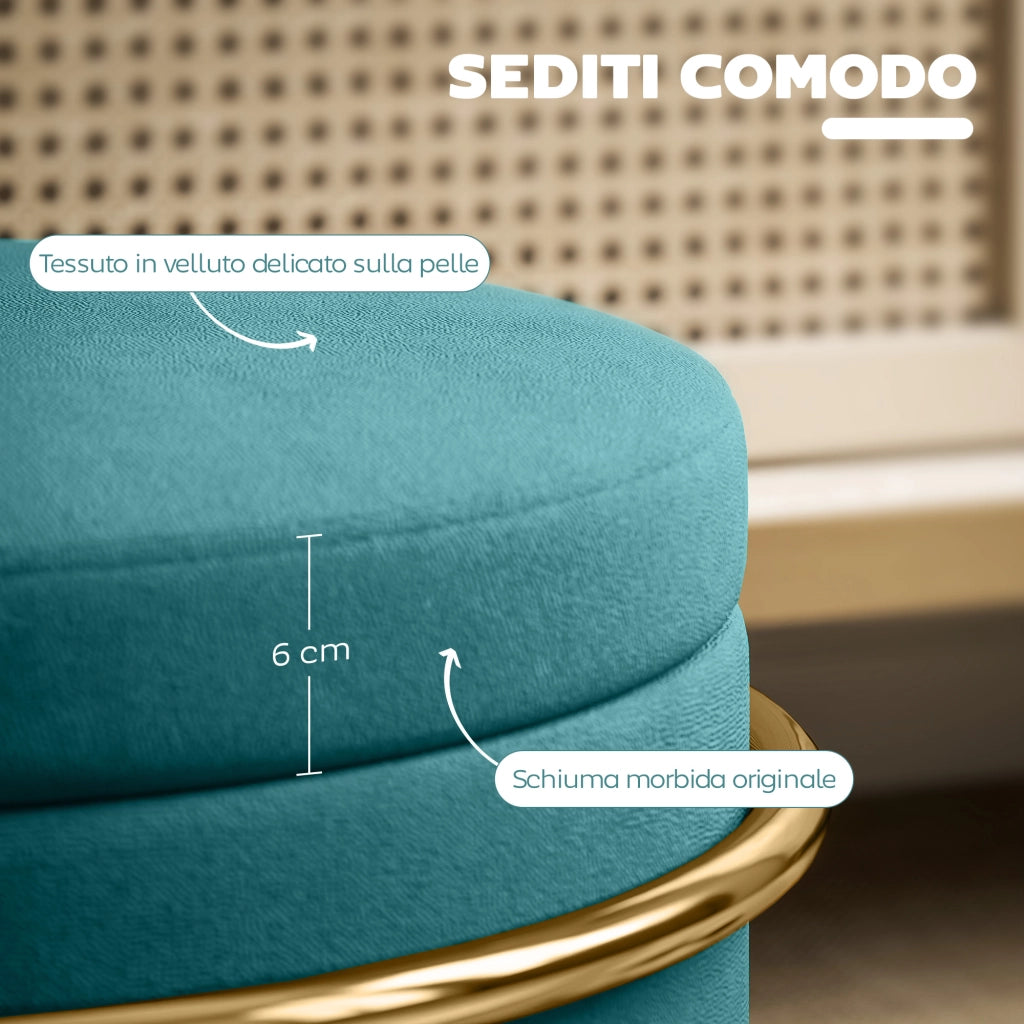Pouf Contenitore Rotondo ¨C Zephmum ¨C Velluto Verde ?42x39 cm