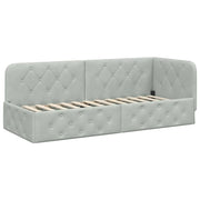 Letto singolo | Letto per adulti | Cornice del letto ad angolo Grigio chiaro 80 x 200 cm Velluto