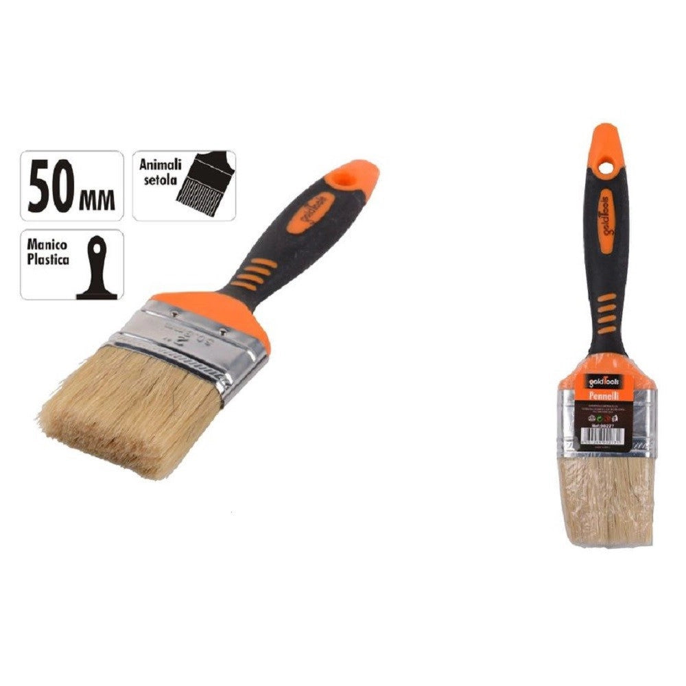 Trade Shop - Pennello Piatto 2" 50mm Setole Morbide Pittura Vernice Manico Antiscivolo 90277 -