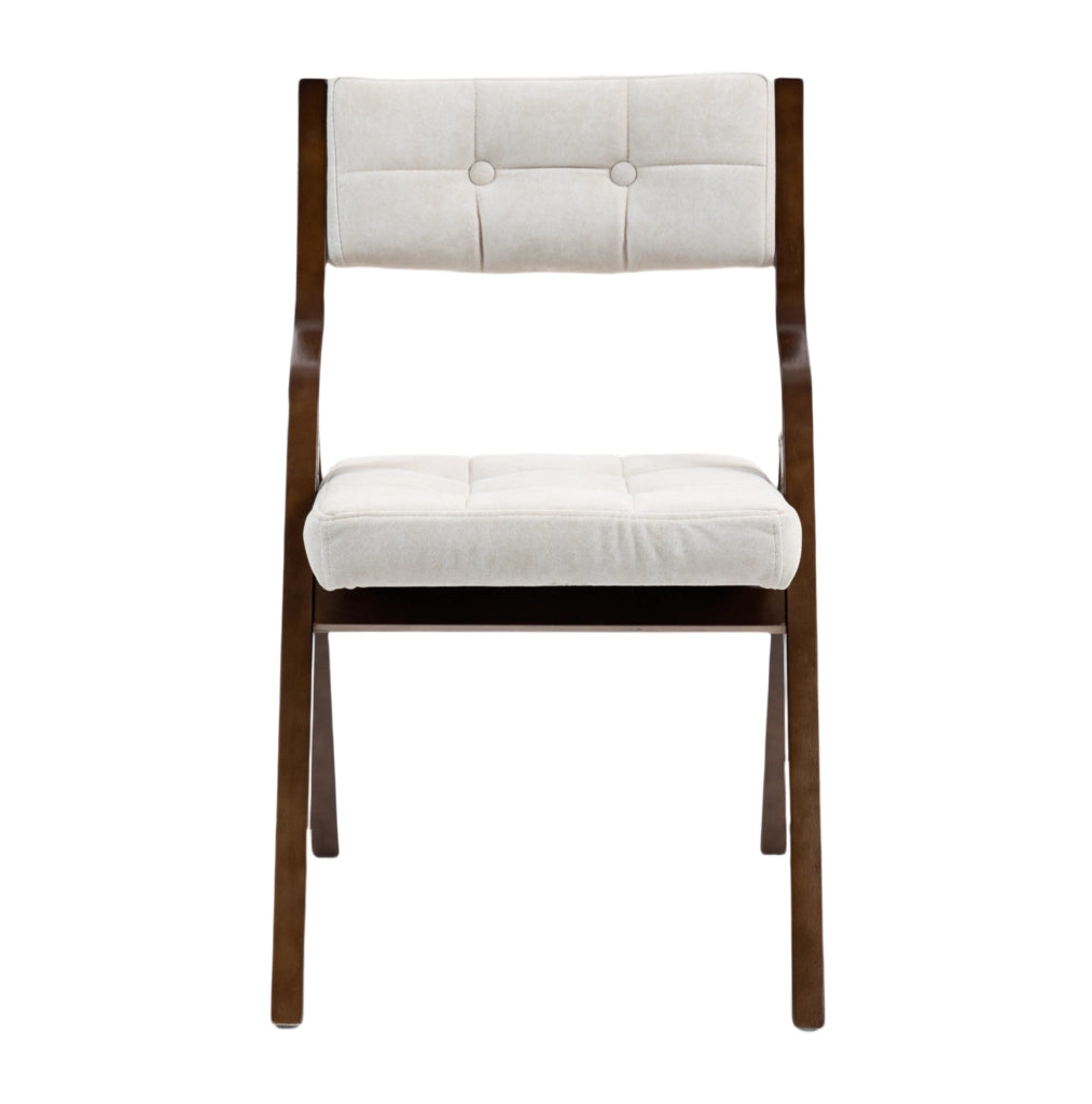 Set 2 Sedie Pieghevoli in Legno Imbottite Color Crema
