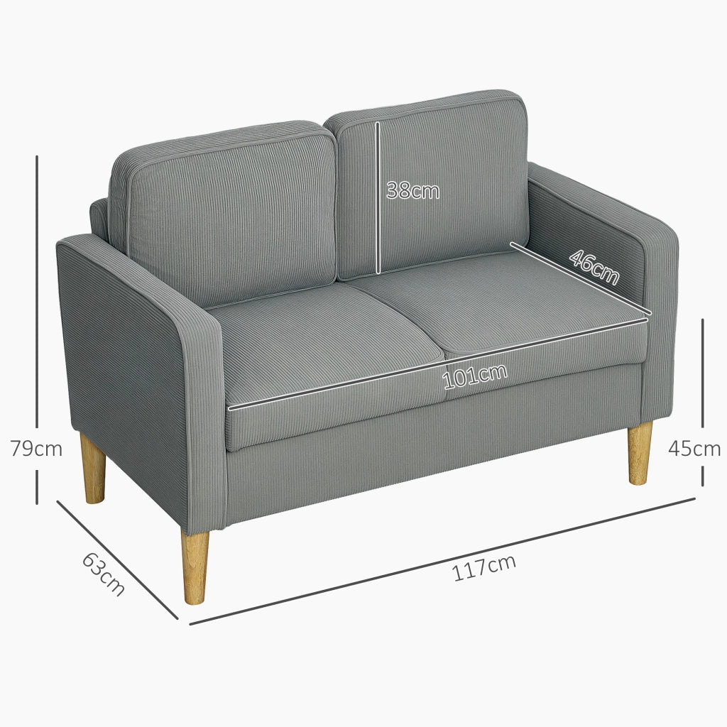 Divano 2 posti con contenitore e gambe in legno ¨C zephmum ¨C 117x63x79 cm grigio chiaro