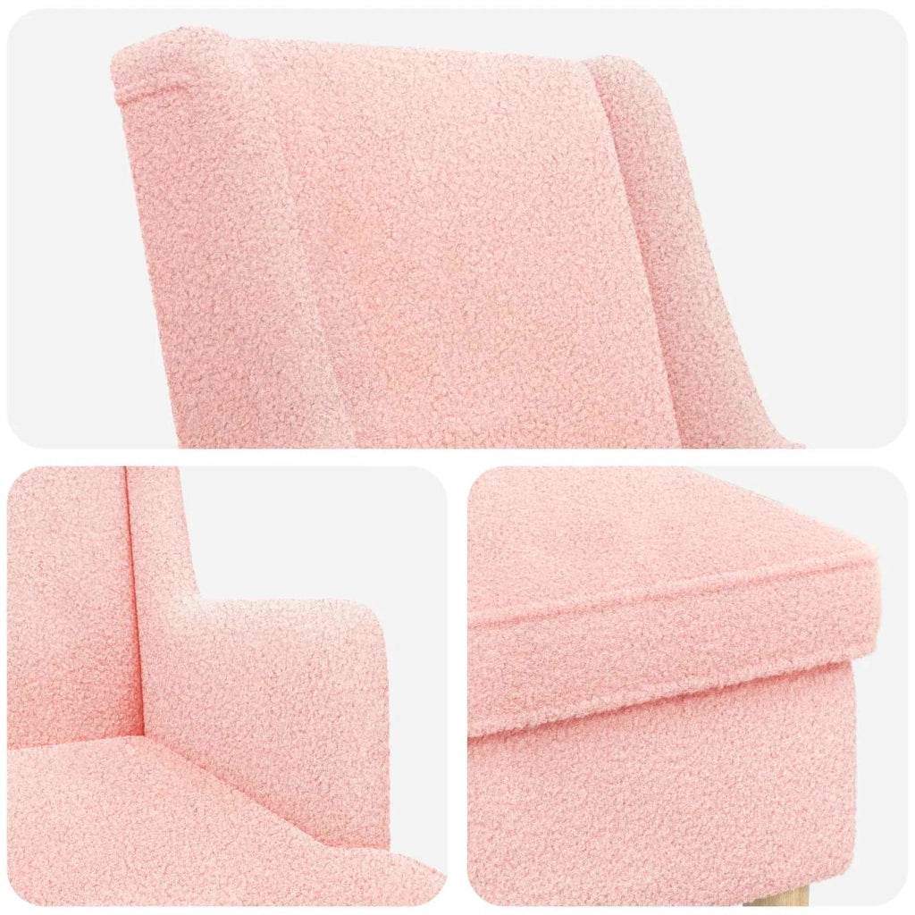 Poltrona con Ottomano 2 pz Rosa Bouclé 3418839