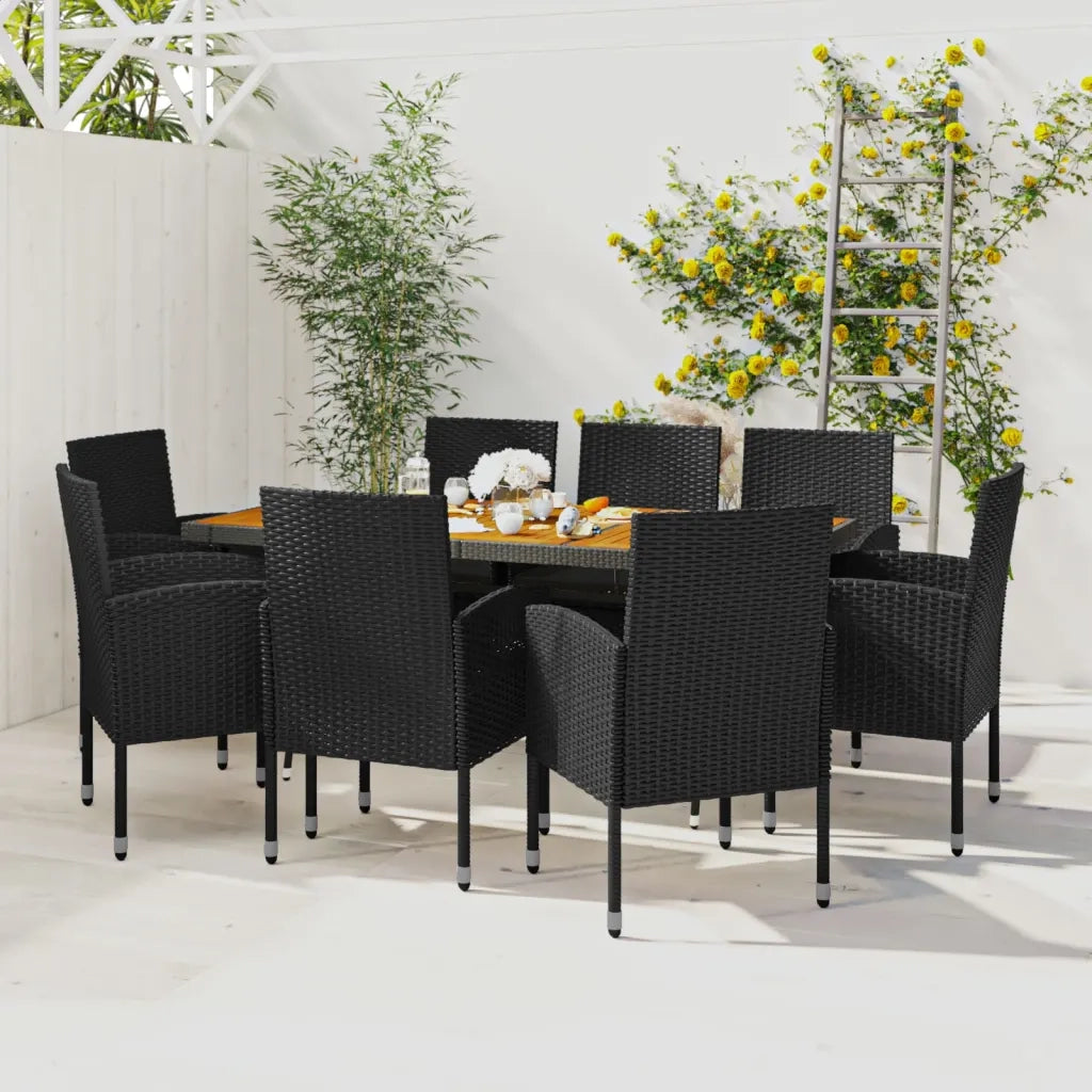 Set da Pranzo per Esterni 9 pz in Polyrattan Nero 3120111