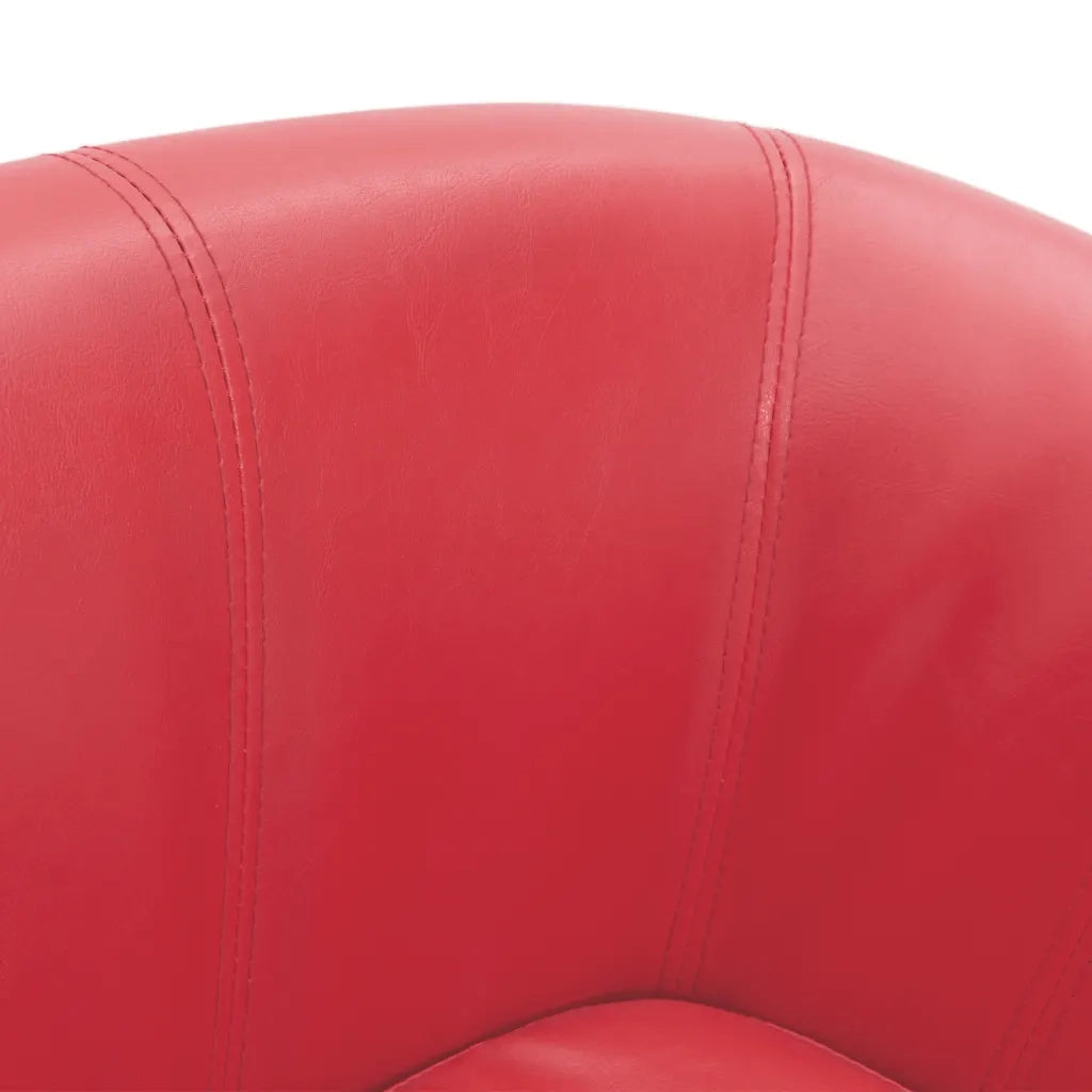 Poltrona a Pozzetto con Poggiapiedi Rossa in Similpelle 356496