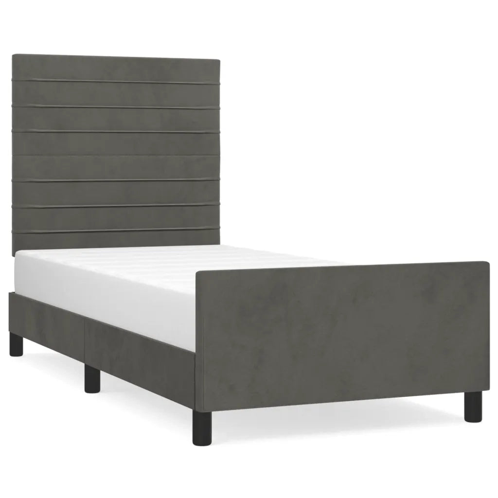 Giroletto senza Materasso Grigio Scuro 100x200 cm Velluto 3125801