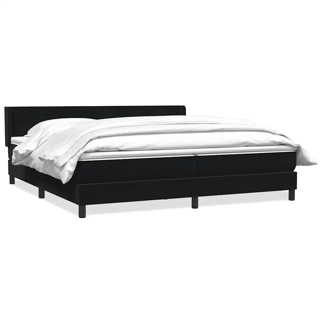 Giroletto a Molle con Materasso Nero 200x220 cm in Velluto 3318005