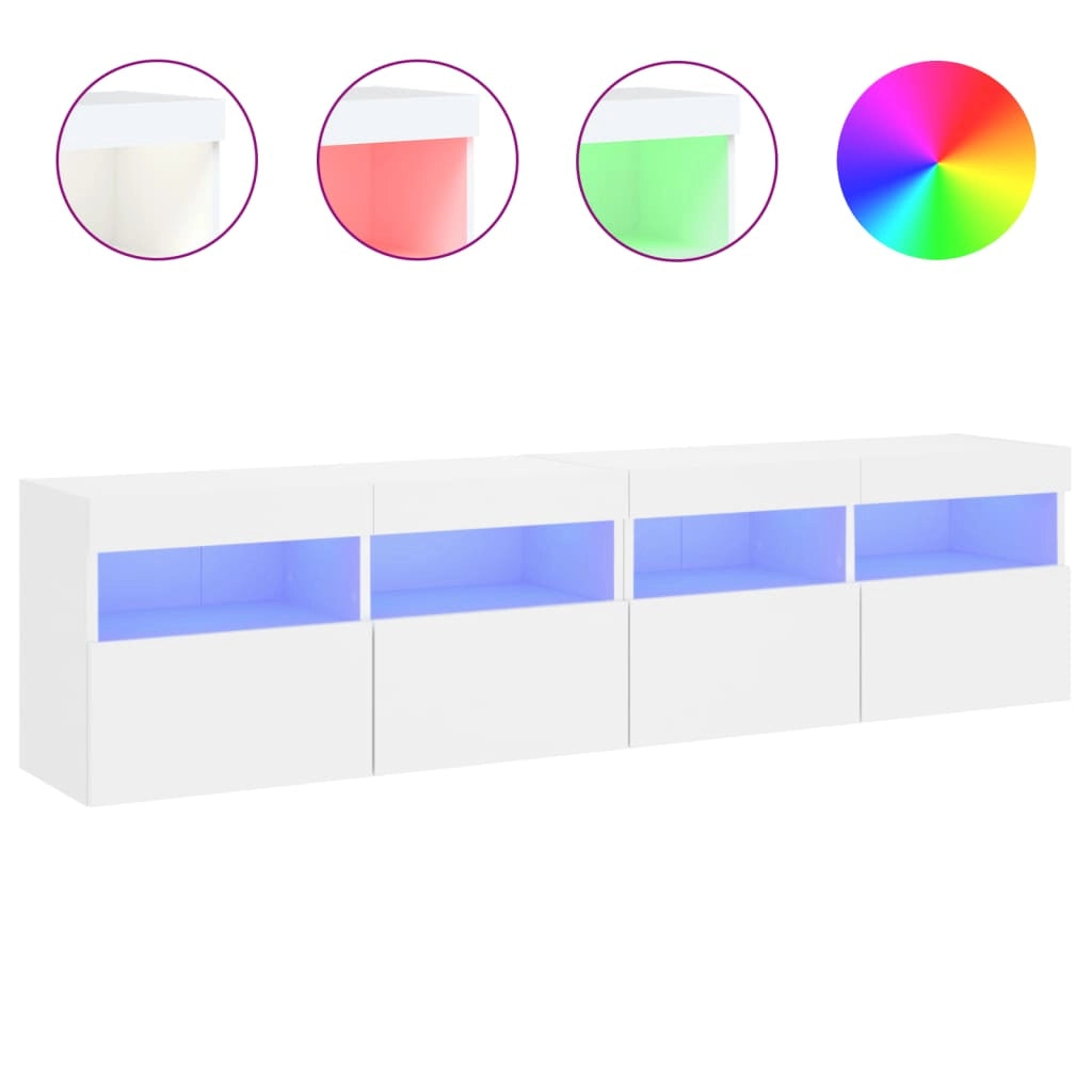 Mobili TV a Parete con Luci LED 2pz Bianchi 80x30x40 cmcod mxl 110155
