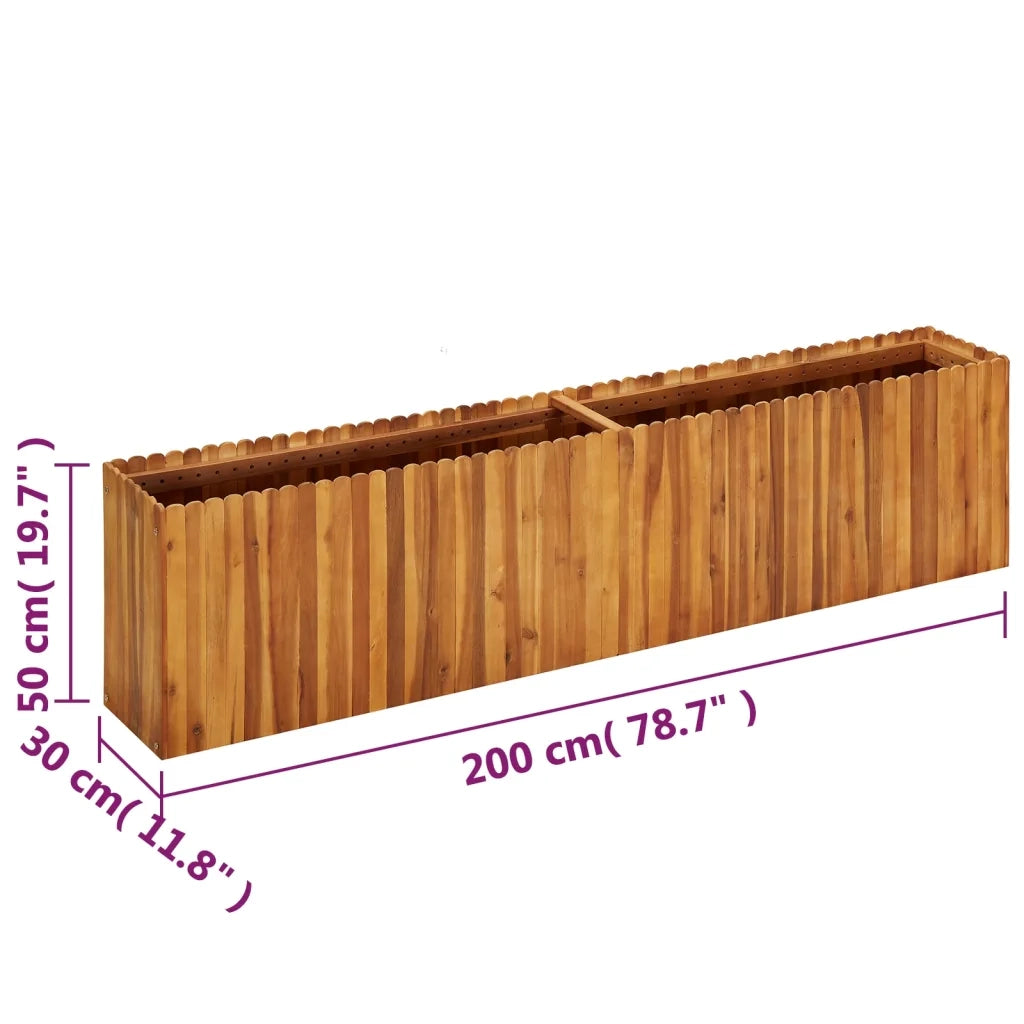 Letto Rialzato da Giardino 200x30x50 cm in Massello di Acacia 45926