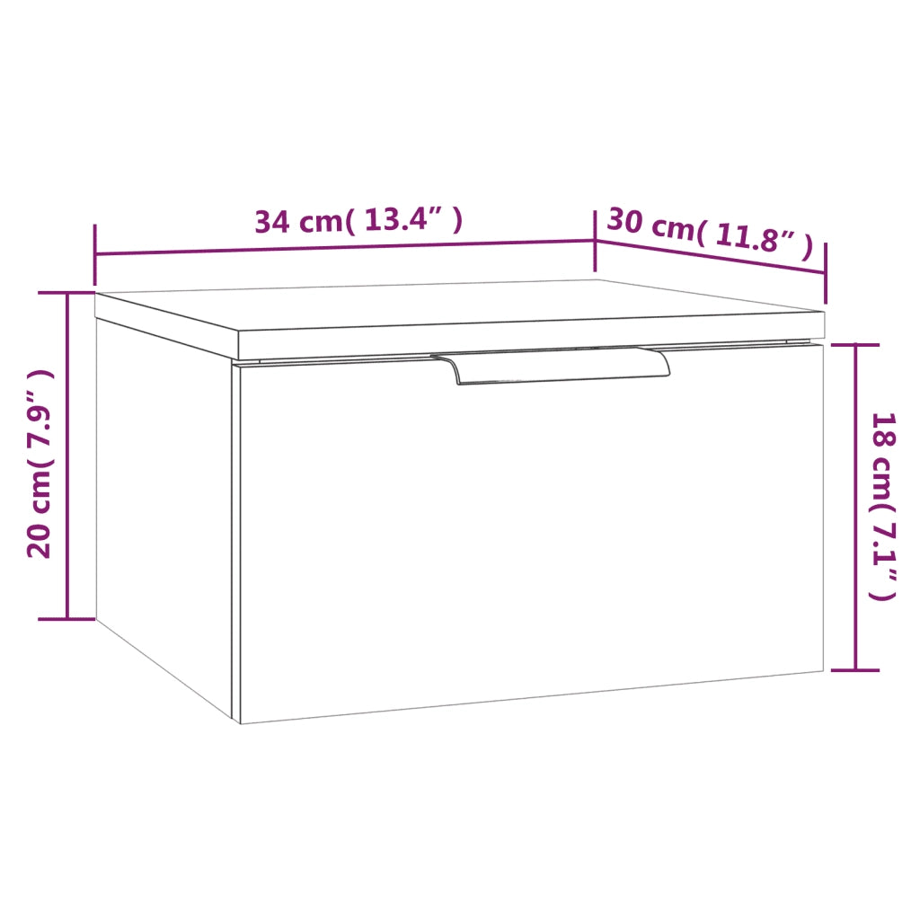 Comodino a Muro Bianco 34x30x20 cm 811376