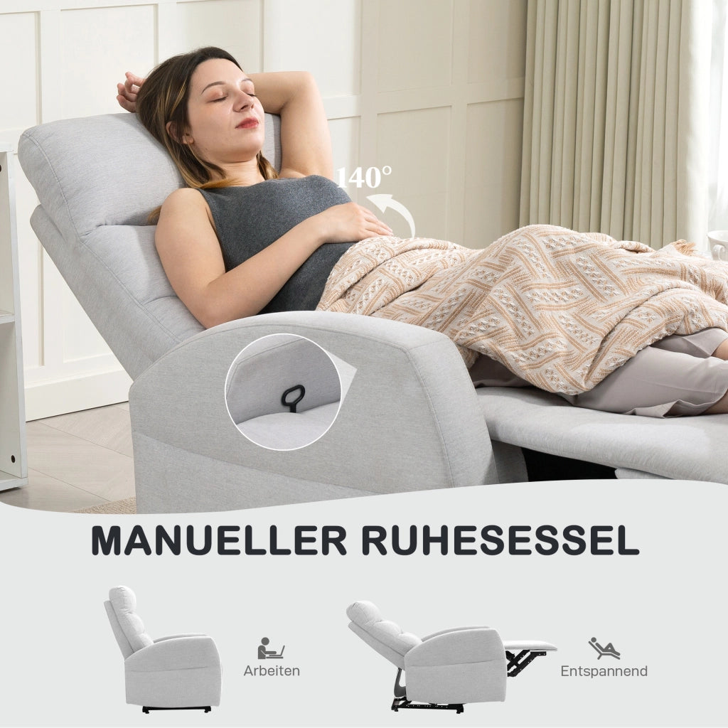 Poltrona Relax Massaggiante Reclinabile con Poggiapiedi ¨C zephmum ¨C Grigio Chiaro