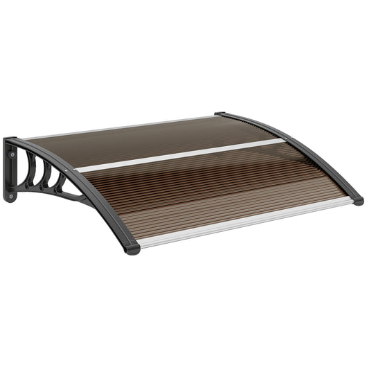 Pensilina da Esterni Impermeabile e Anti-UV 75x100x23 cm in PC PP e Alluminio Marrone e Nero