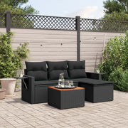 Salotto da Giardino-Set Divani da Giardino 5 pz con Cuscini in Polyrattan Nero 543262