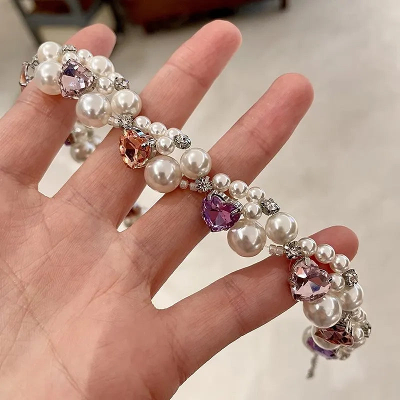 Collana con cuore di macaron e perle, realizzata a mano: gioielli colorati con perline