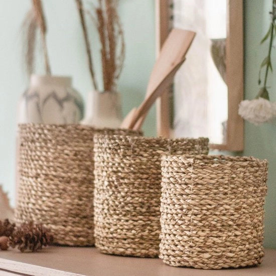 Mandolina per piante BHINNEKA | Mandolina per piante | Mandolina boho con tessuto | Contenitore per piante | Mandolina decorativa | Mandolina per conservazione | Mandolina rotonda per fiori