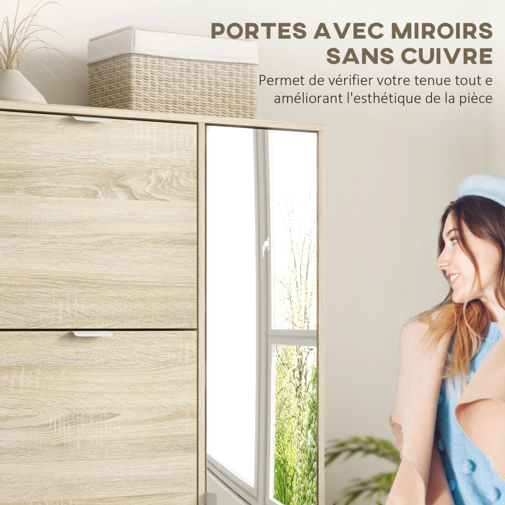 Scarpiera con ante e specchio per 16 paia ¨C Minimal ¨C Bianco