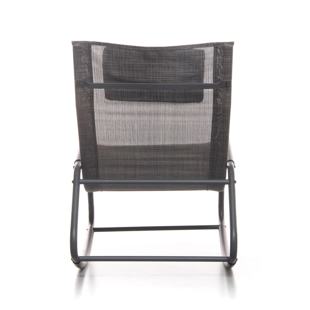 Sedia Sdraio a Dondolo da Giardino Rocking Lounge 143x57x81 cm in Textilene Grigio