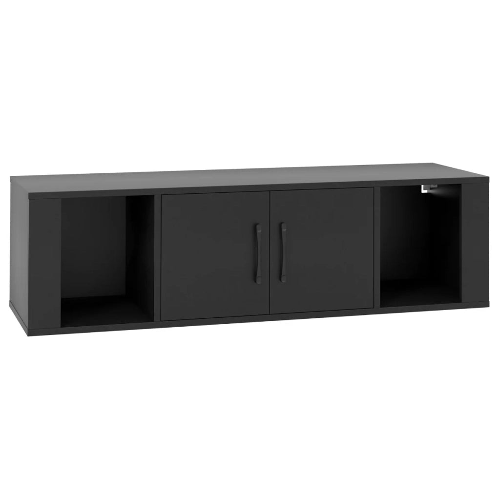 Mobiletto portaoggetti da parete 108 x 30,5 x 33 cm multifunzionale design contemporaneo legno ingegnerizzato nero 20_0018681