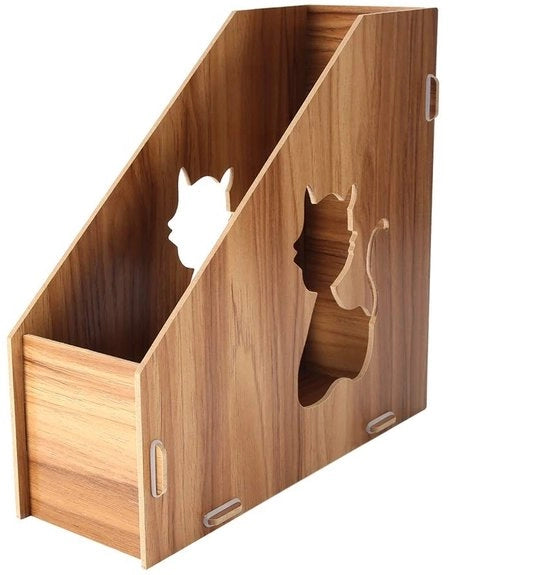 Organizzatore di Cartelle - Supporto Documenti in Legno - A4 - Ripiano di Scrivania - Design Moderno - Grande Capacità di Archiviazione - 25x10x24cm