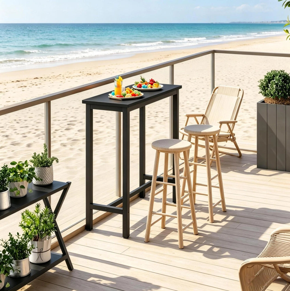 Tavolo bar nero 100 x 40 x 100 cm in metallo e legno