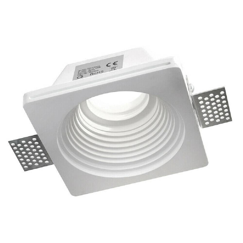 Trade Shop - Portafaretto Incasso In Gesso A Scomparsa Per Faretto Gu10 Con Motivo Tondo Gs18 -