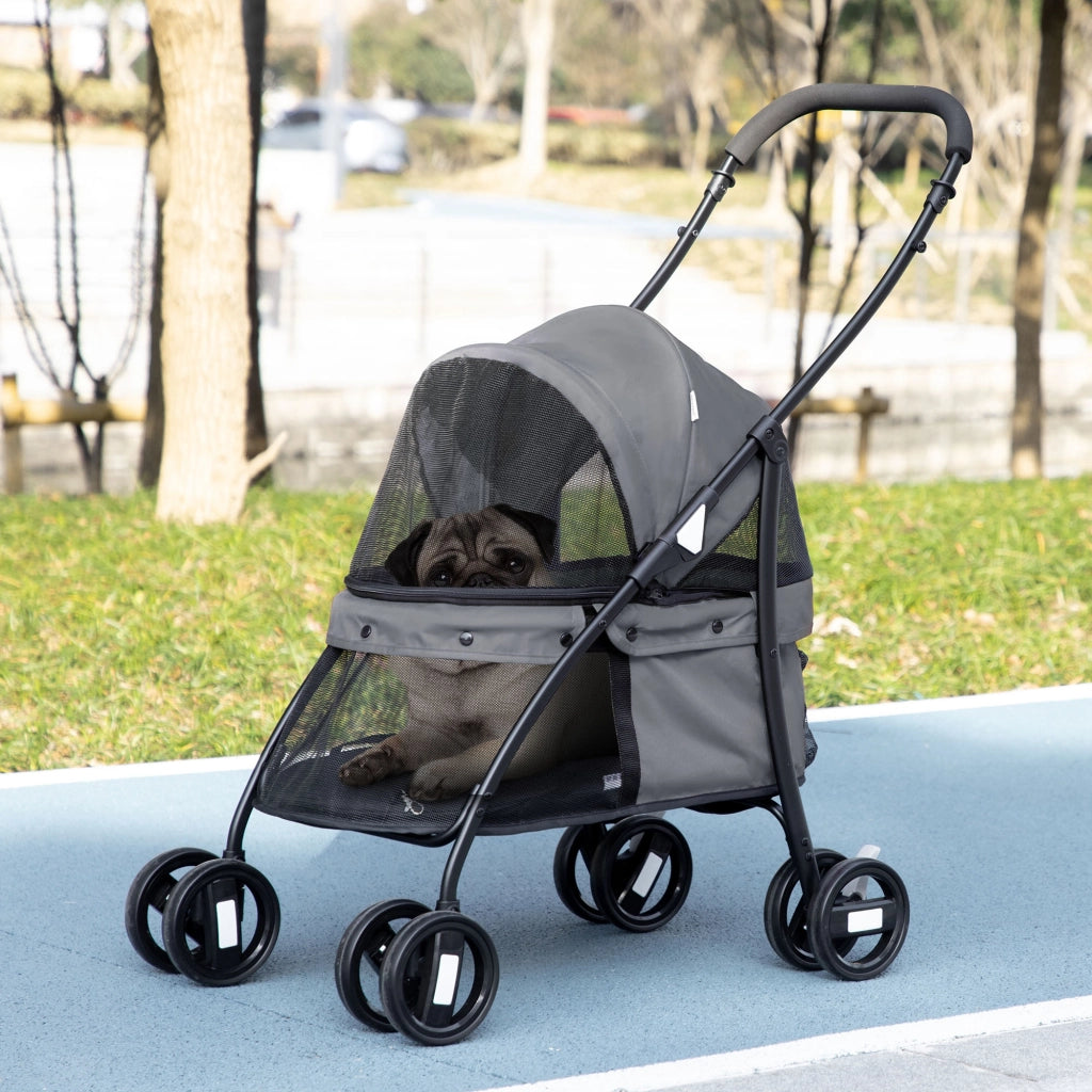Passeggino per Cani Pieghevole ¨C zephmum ¨C Grigio e Nero 82x47x97 cm