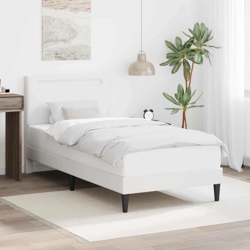 Struttura del letto con testiera Bianco 90 x 200 cm Similpelle