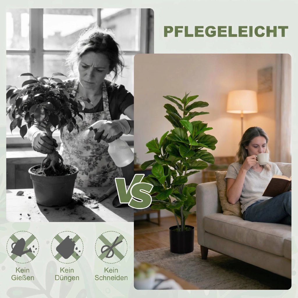 Pianta artificiale Ficus ¨C Xylo ¨C 110 cm, 90 foglie, vaso incluso