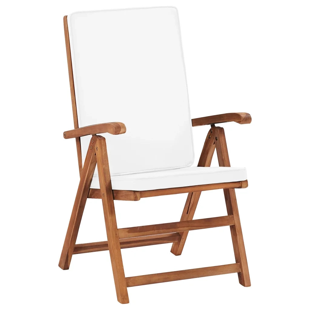 Sedie da Giardino con Cuscini 2 pz | Sedie da Esterno Legno Massello di Teak Crema