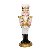 Soldatino resinacon tamburo bianco e oro cm 12x11,54h31