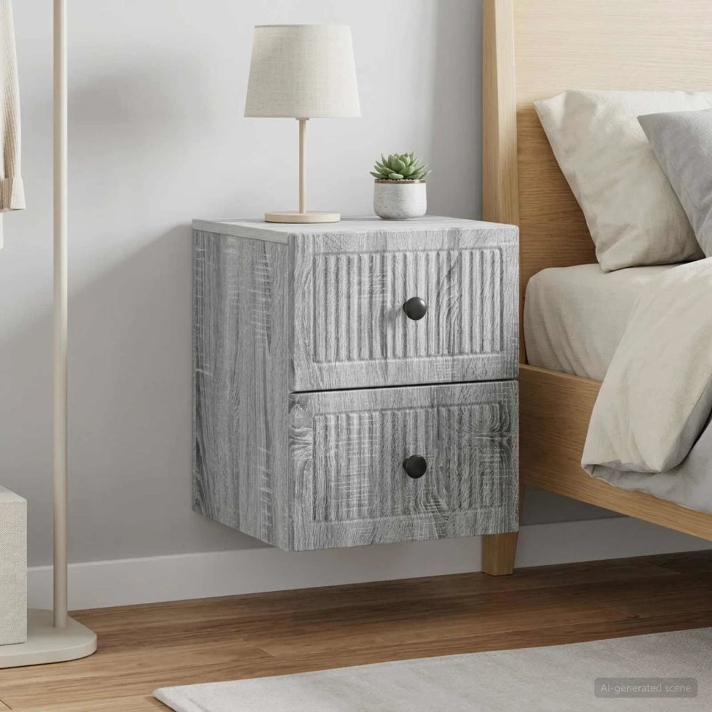 Mobiletto da notte a muro 2 pcs Grigio Sonoma 33 x 34,5 x 40 cm 897968