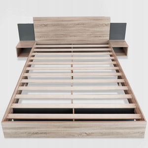 Letto matrimoniale 160x200cm - Xylo - Comodini notte grigio scuro