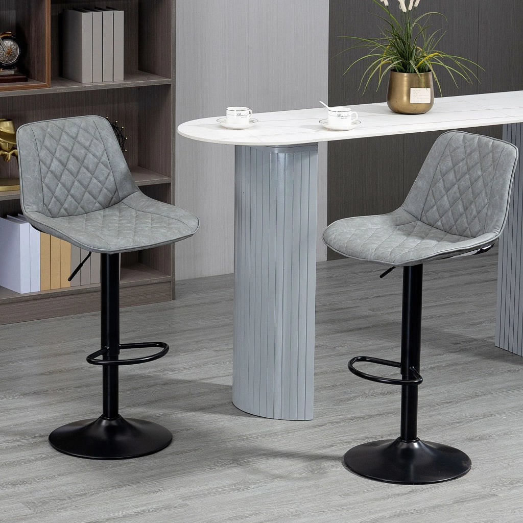 Set di 2 sgabelli da bar girevoli altezza regolabile ¨C zephmum ¨C grigio similpelle 86-106 cm