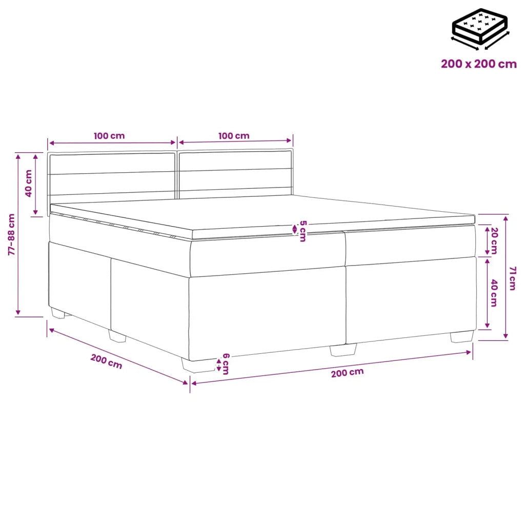 Letto box spring con materasso Grigio Scuro 200 x 200 cm 3450552