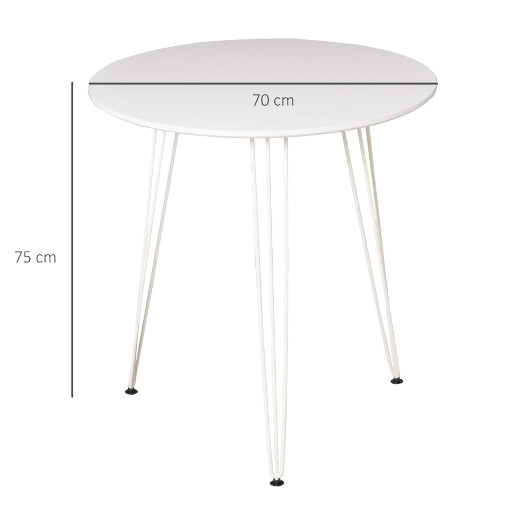 Tavolo da pranzo rotondo moderno ¨C zephmum ¨C bianco, metallo, ?70x75 cm
