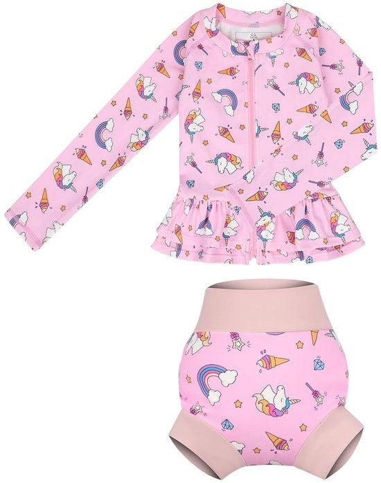 Badset UV-protezione - Rash Guard Badpak - Zwemshirt con maniche lunghe - Zwemluiers - Comfortevole e stile - Tessuto rapido assorbente - Abbigliamento da bagno