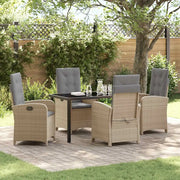 Set da Pranzo per Giardino con cuscino 5 pcs Beige polyrattan 3380290
