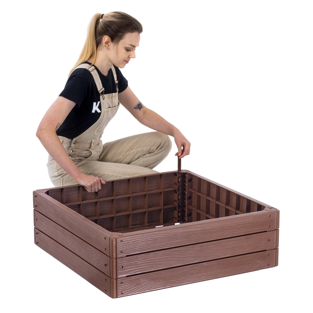Aiuola rialzata per ortaggi KADAX, fioriera da giardino marrone 75x75 cm