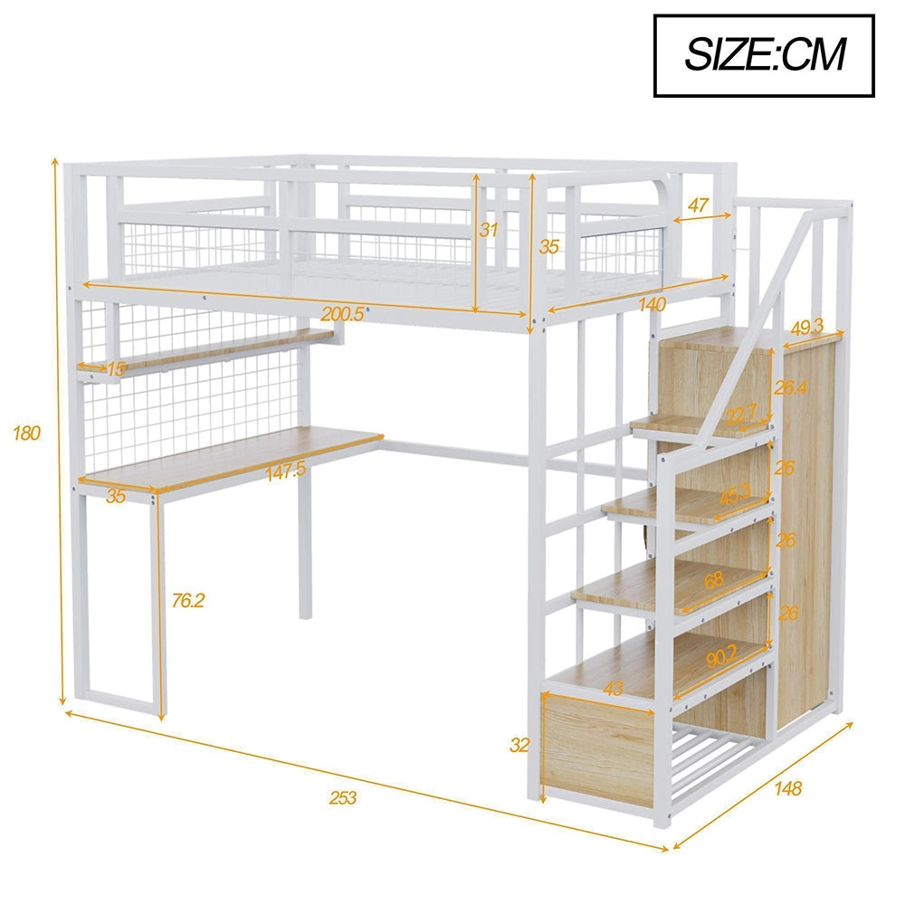 Letto a soppalco - Xylo - 140x200 cm bianco con armadio