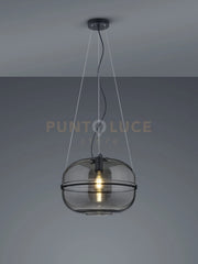 Sospensione LORENA vetro fumè cromato D.40cm metallo nero 315190132