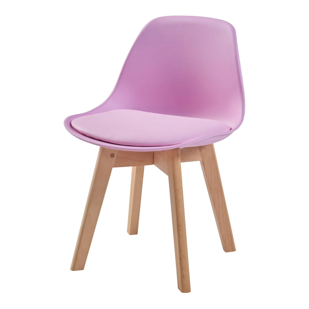 Set di 2 sedie per bambini rivestite in similpelle PU e plastica color faggio rosa 03_0010575